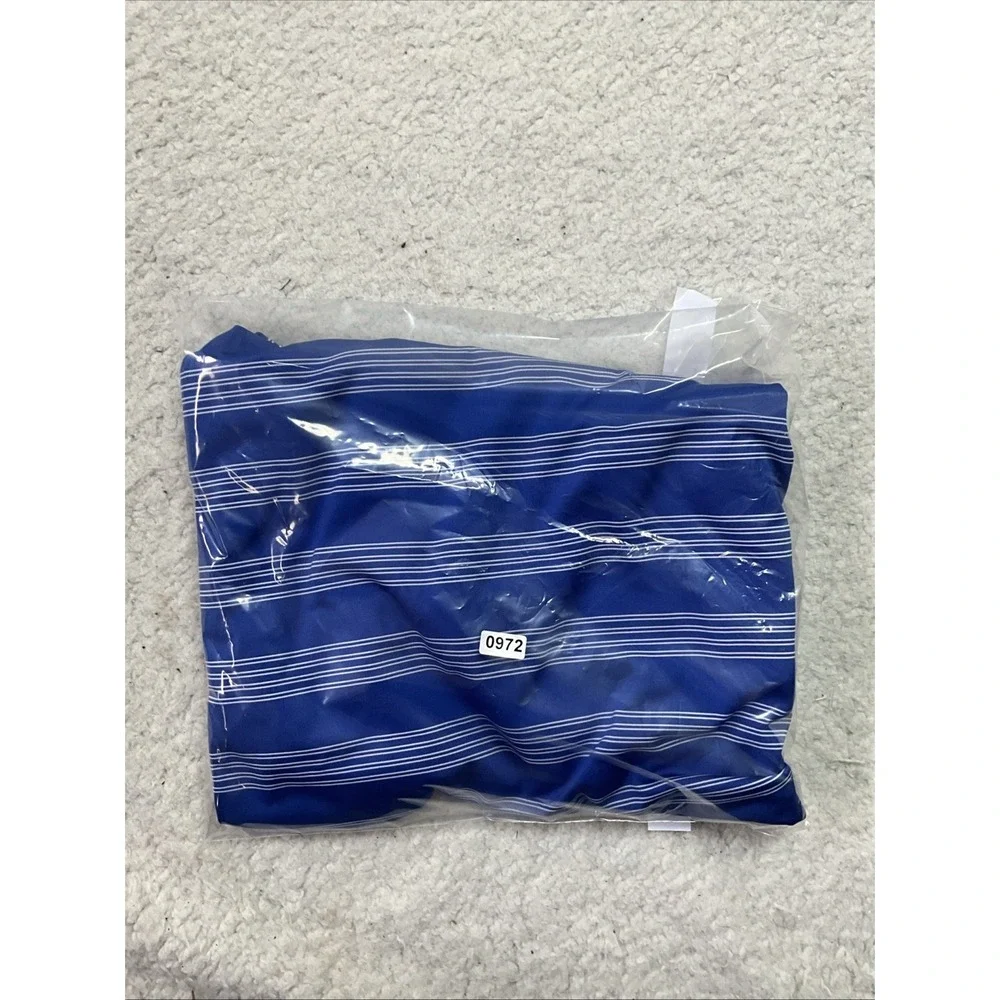 Nike Golf Dri Fit Mens Blue Stripped Short Sleeve Polo Shirt Size L
